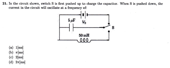 Solved 21. In the circuit shown, switch S is first pushed up | Chegg.com