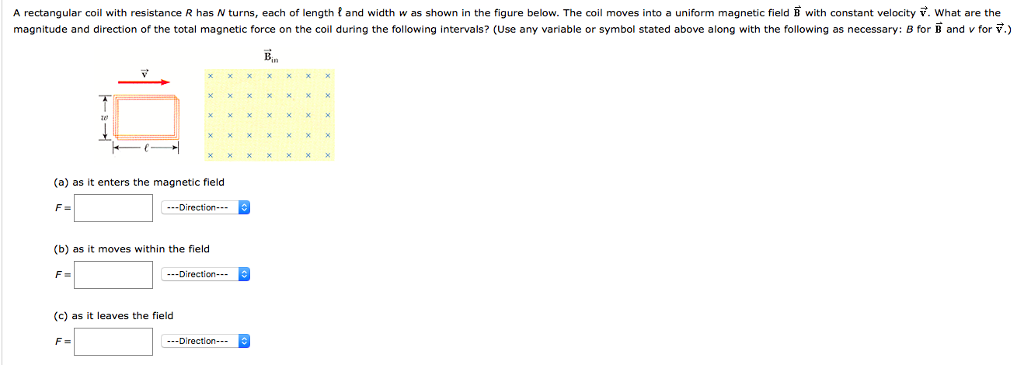 Solved A rectangular coil with resistance R has N turns, | Chegg.com