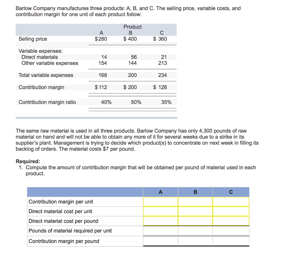 Solved Barlow Company Manufactures Three Products: A, B, And | Chegg.com