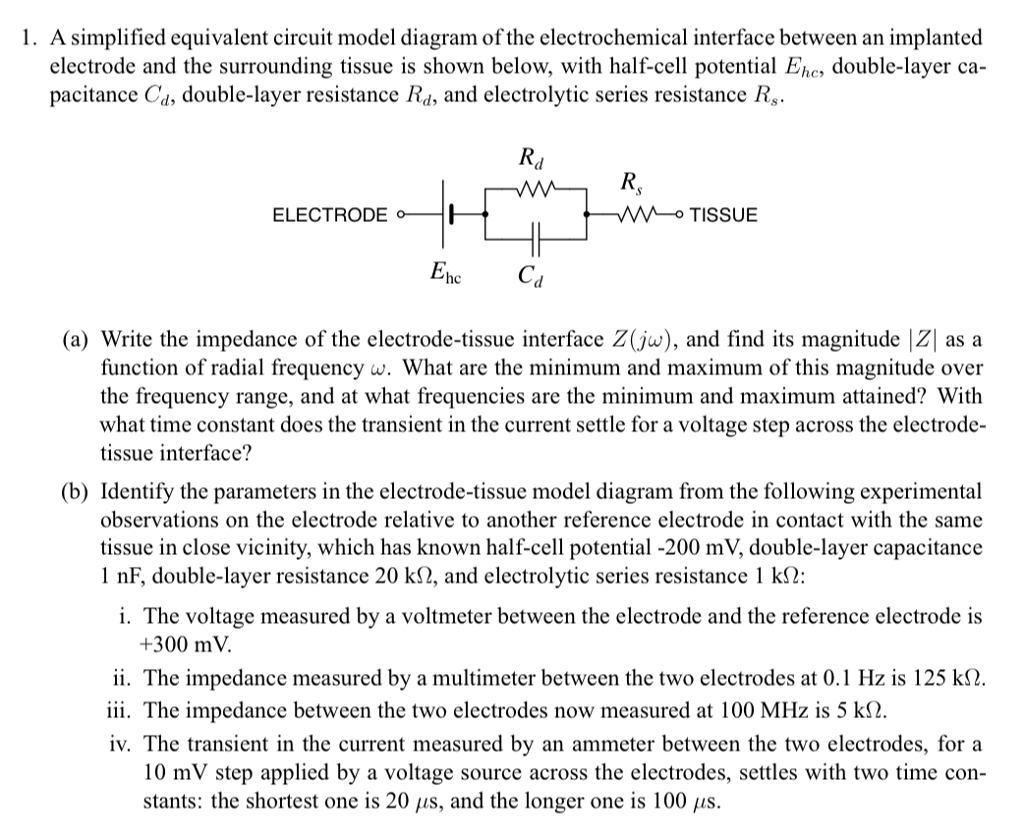 Solved A simplified equivalent circuit model diagram of the | Chegg.com