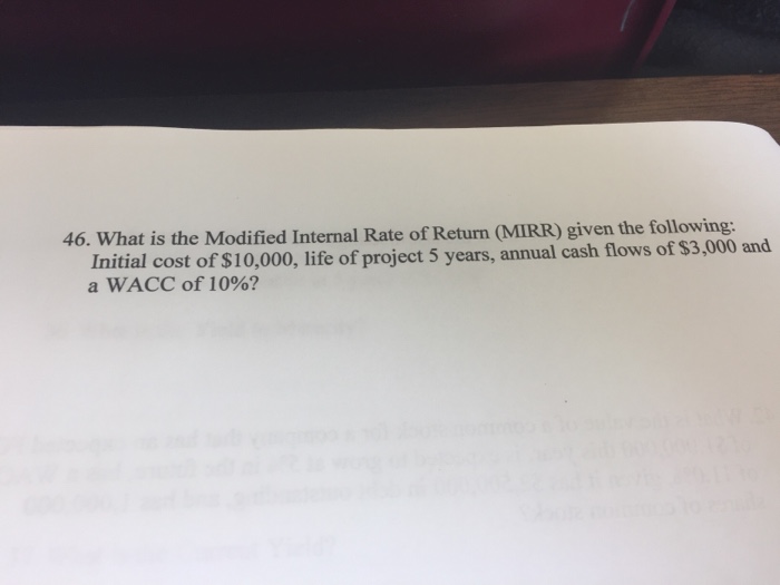 Solved What is the Modified Internal Rate of Return (MIRR) | Chegg.com