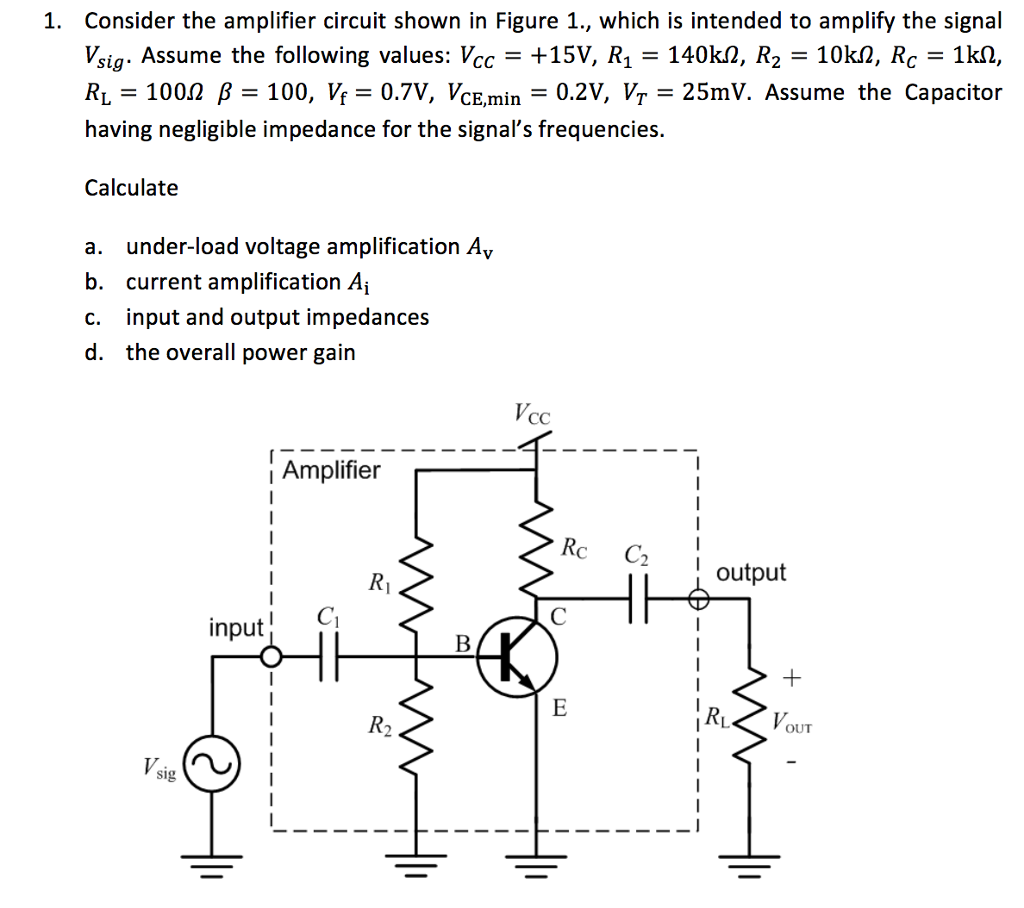 Solved Consider The Amplifier Circuit Shown In Figure 1., | Chegg.com