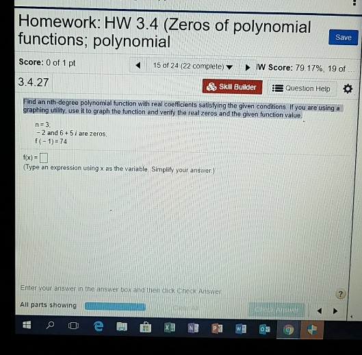 Solved Homework: HW 3.4 (Zeros Of Polynomial Functions; | Chegg.com