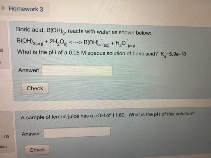 Solved Boric Acid, B(OH)_3, Reacts With Water As Shown | Chegg.com