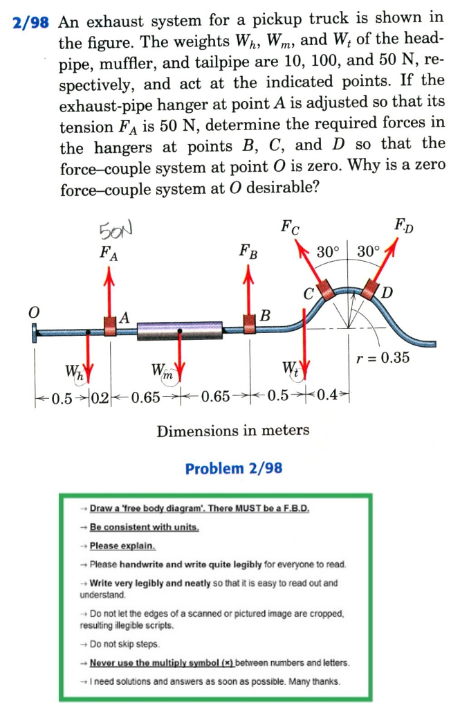 Solved 2/98 An exhaust system for a pickup truck is shown in