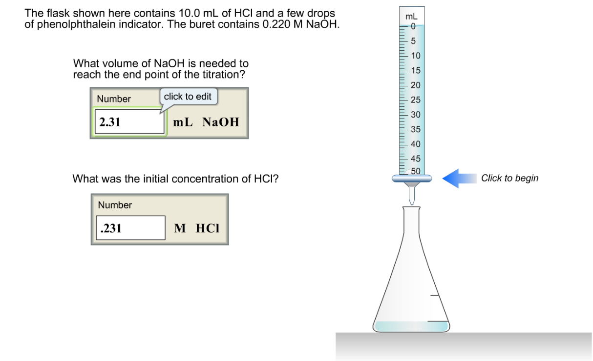 Solved The flask shown here contains 10.0 mL of HCI and a