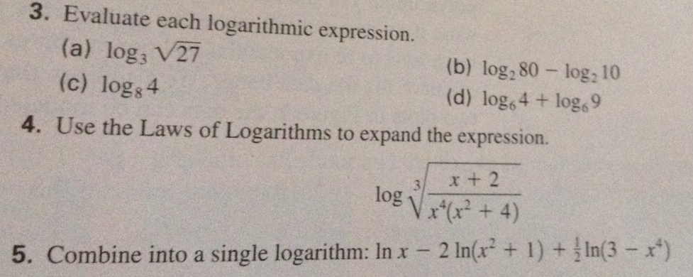 Solved Evaluate Each Logarithmic Expression A Log3