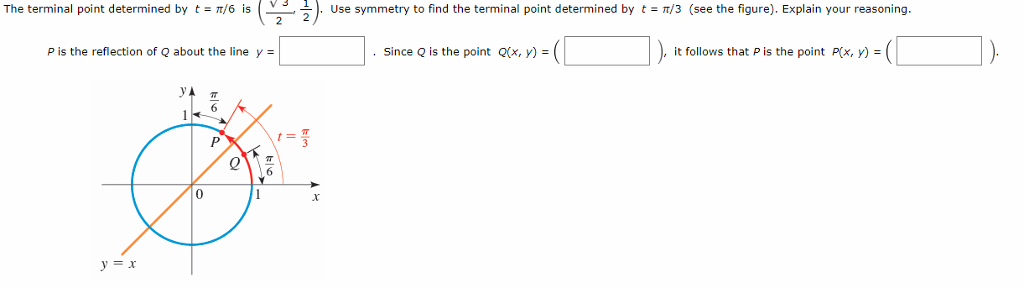 Solved V31 The terminal point determined by t-π/6 is use | Chegg.com