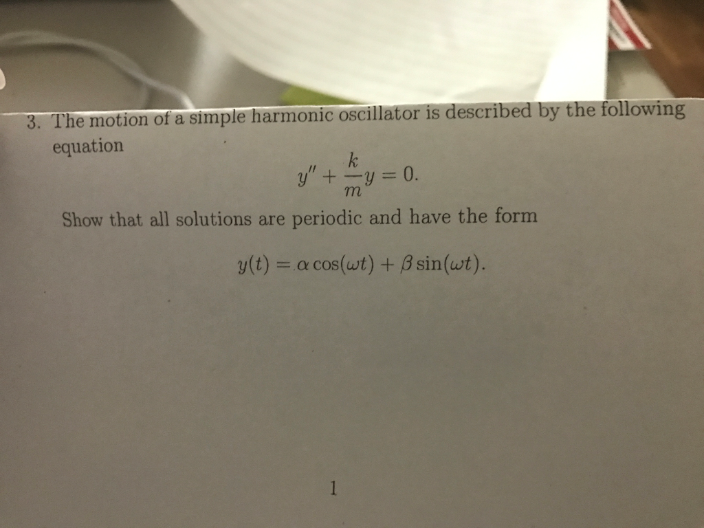 Solved The motion of a simple harmonic oscillator is | Chegg.com