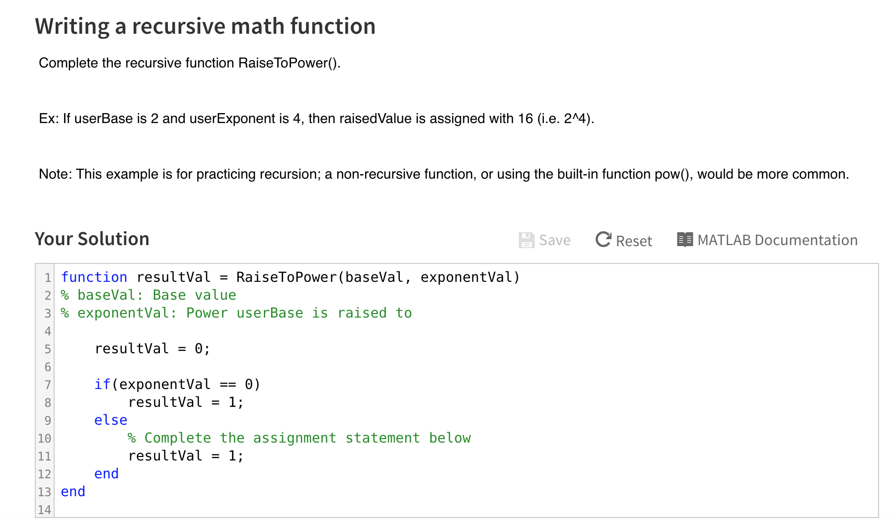 Solved Writing a recursive math function Complete the | Chegg.com