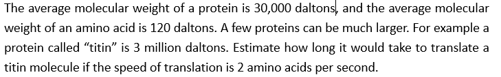 Solved The Average Molecular Weight Of A Protein Is 30,000 | Chegg.com