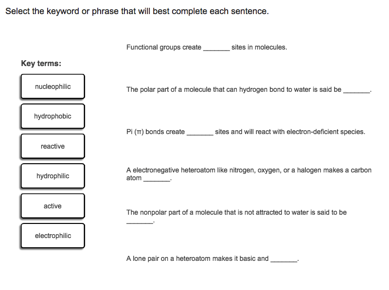 Solved Select the keyword or phrase that will best complete | Chegg.com