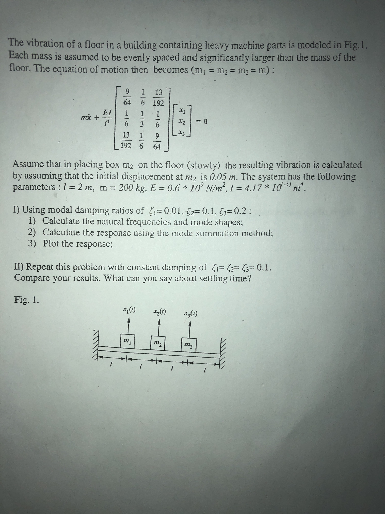 Solved The vibration of a floor in a building containing | Chegg.com