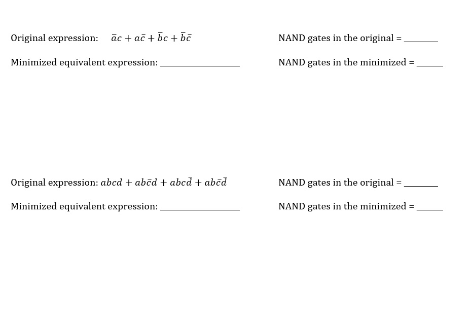 Solved Original expression ac bar ac + a bar c bar bc + bar