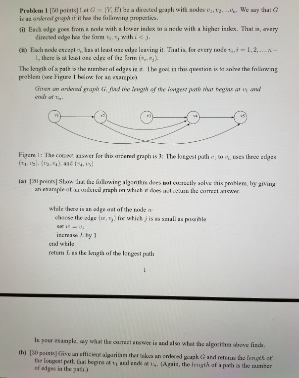 Solved Problem 1 [50 points] Let G- (V, E) be a directed | Chegg.com