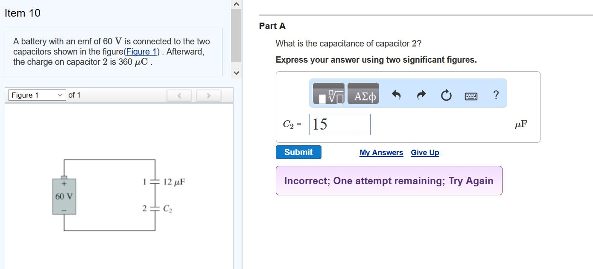 Solved A battery with an emf of 60 V is connected to the two