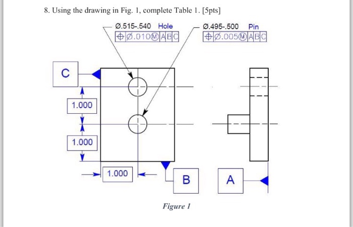 Solved 8. Using the drawing in Fig. l, complete Table | Chegg.com