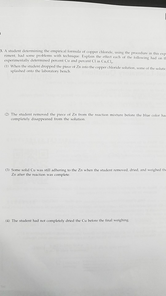 Solved A student determining the empirical formula of copper