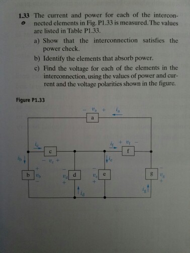 Solved 1.33 The current and power for each of the intercon- | Chegg.com