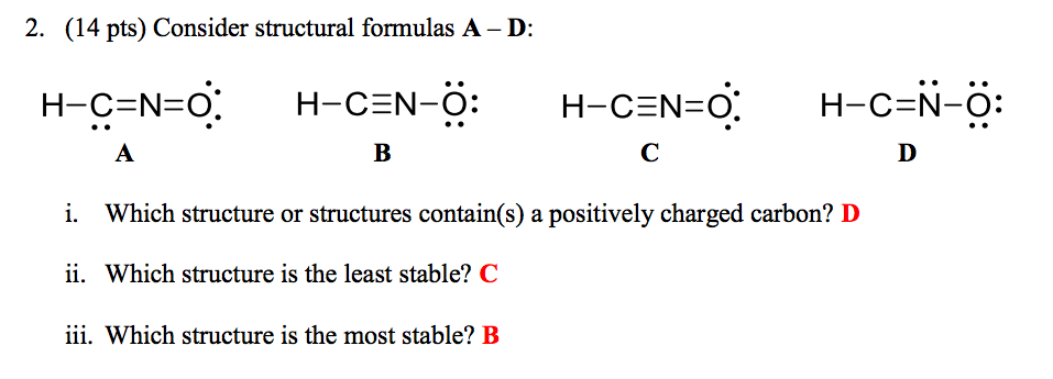 Solved 2. Consider Structural Formulas A - D: I. Which 