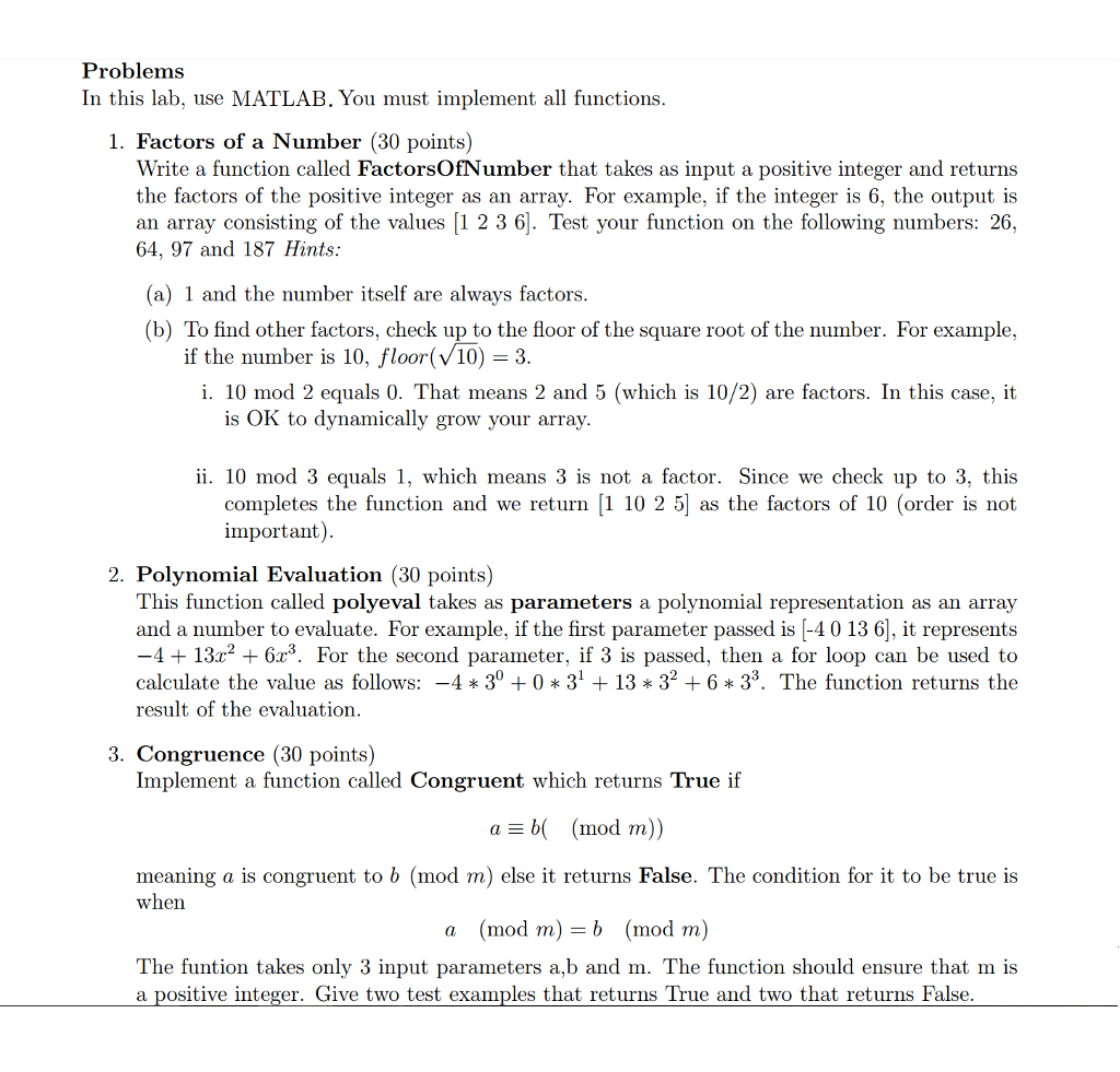 Solved Please use MATLAB to solve the following problems. Be | Chegg.com