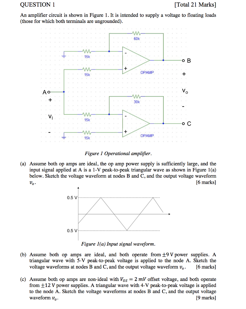 Solved QUESTION 1 [Total 21 Marks] An amplifier circuit is | Chegg.com