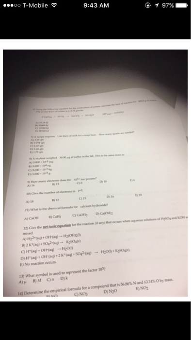 Solved Oo T Mobile 9 43 AM Ns 10 Give The 0 16 019 A 18 Chegg