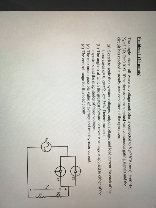 Solved The single-phase full-wave ac voltage controller is | Chegg.com