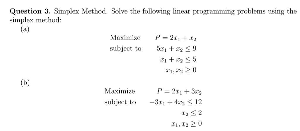solving linear programming problems simplex method