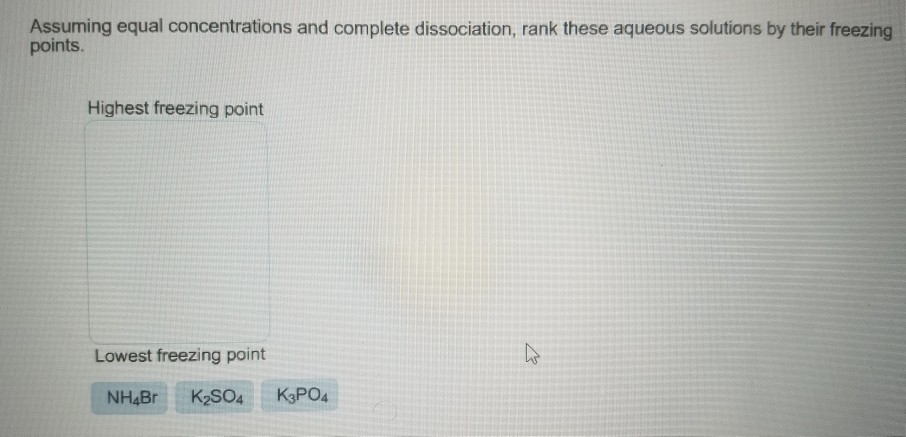 Solved: Assuming Equal Concentrations And Complete Dissoci... | Chegg.com