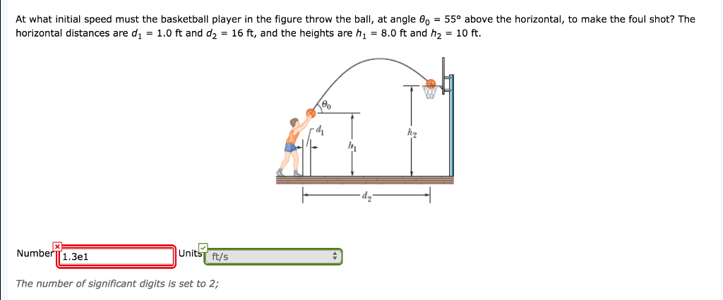 Solved At What Initial Speed Must The Basketball Player In | Chegg.com