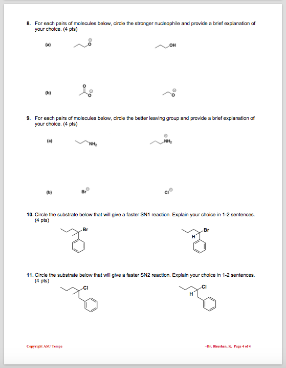 Solved For each pairs of molecules below, circle the | Chegg.com