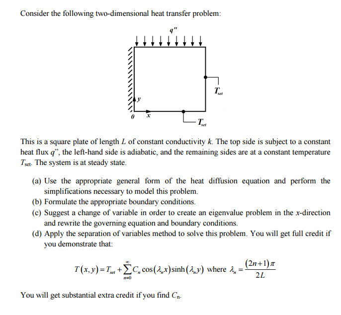 Solved Consider The Following Two dimensional Heat Transfer Chegg