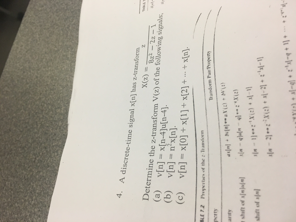 Solved A discrete-time signal x[n] has z-transform X(z) = | Chegg.com