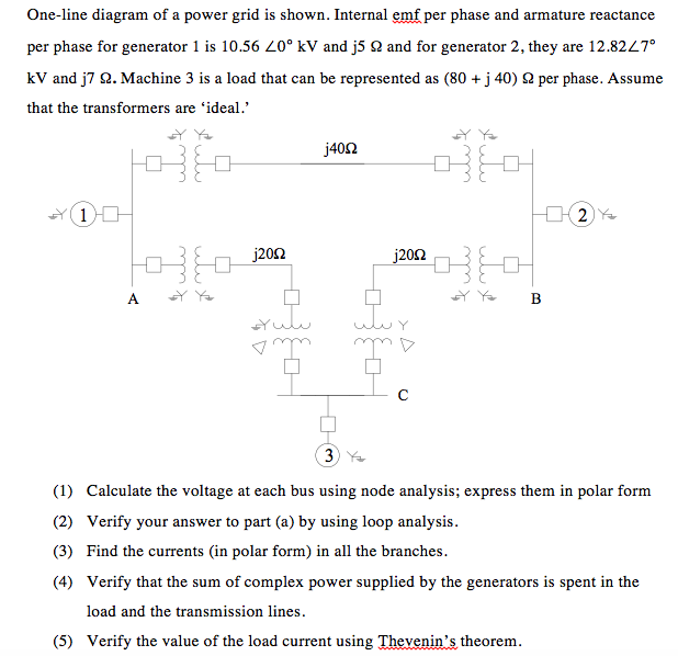 Solved One-line diagram of a power grid is shown. Internal | Chegg.com