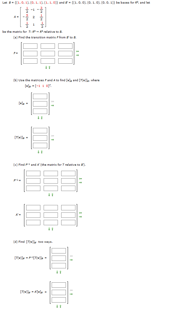 Solved Let B = {(1, 0, 1), (0, 1, 1), (1, 1, 0)} And B' = | Chegg.com