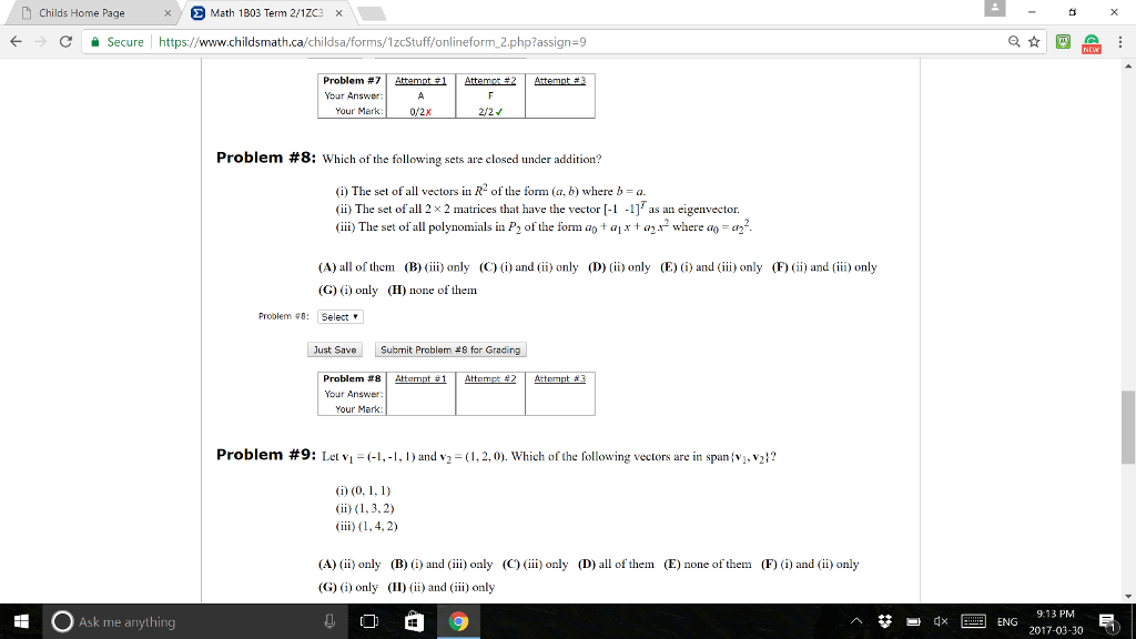 Solved Childs Home Page X Math 1B03 Term 2/1Z X C A Secure | Chegg.com