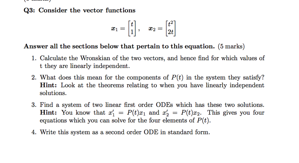 Solved Q3: Consider the vector functions 2 Answer all the | Chegg.com