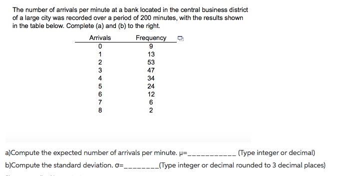 Solved The Number Of Arrivals Per Minute At A Bank Located Chegg