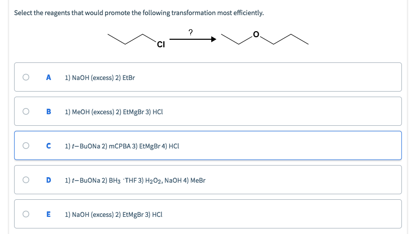 Solved Select The Reagents That Would Promote The Following | Chegg.com