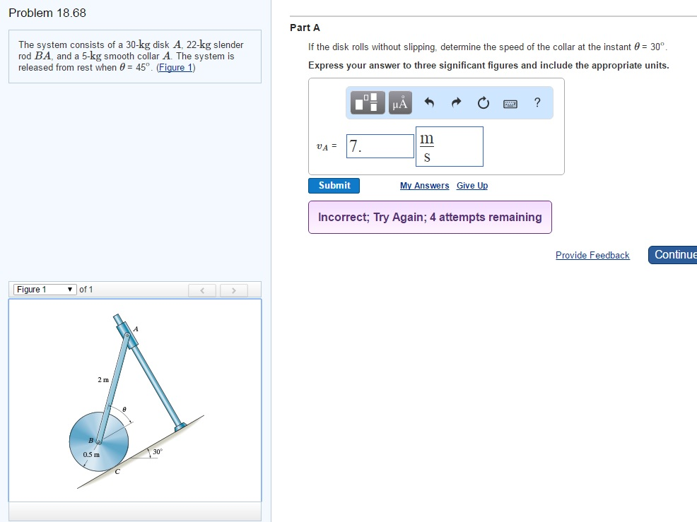 Solved The system consists of a 30-kg disk A, 22-kg slender | Chegg.com