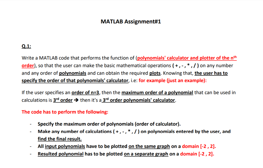 assignment matlab calculation