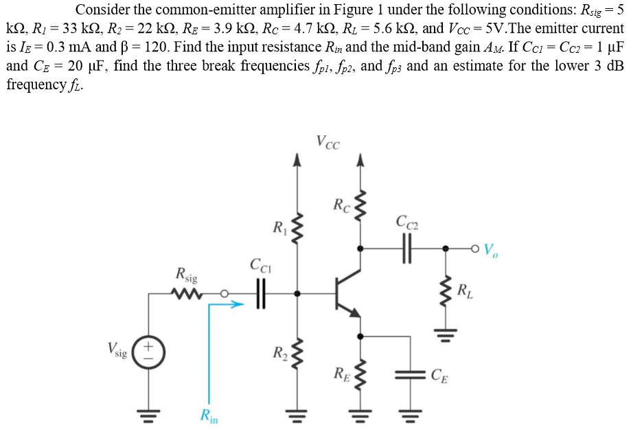 Solved Consider The Common-emitter Amplifier In Figure 1 | Chegg.com