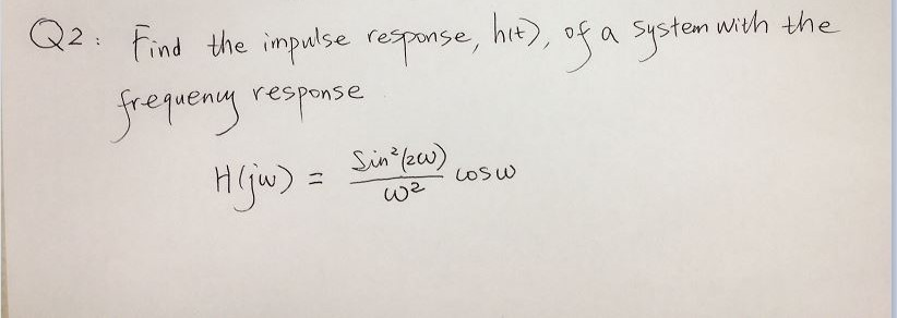 Solved Find The Impulse Response H T Of A System With The