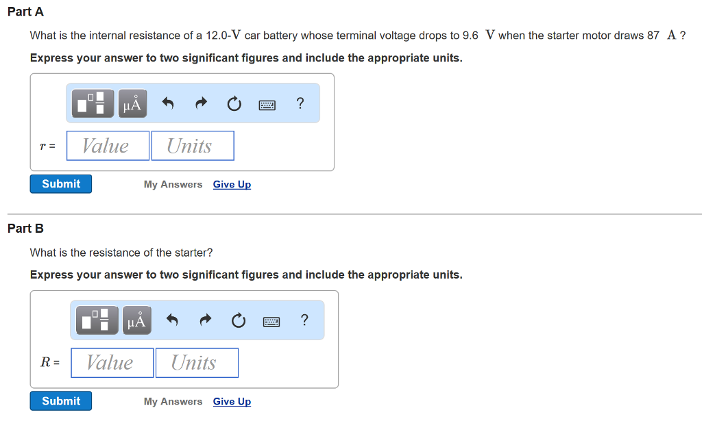 Solved What is the internal resistance of a 12.0V car