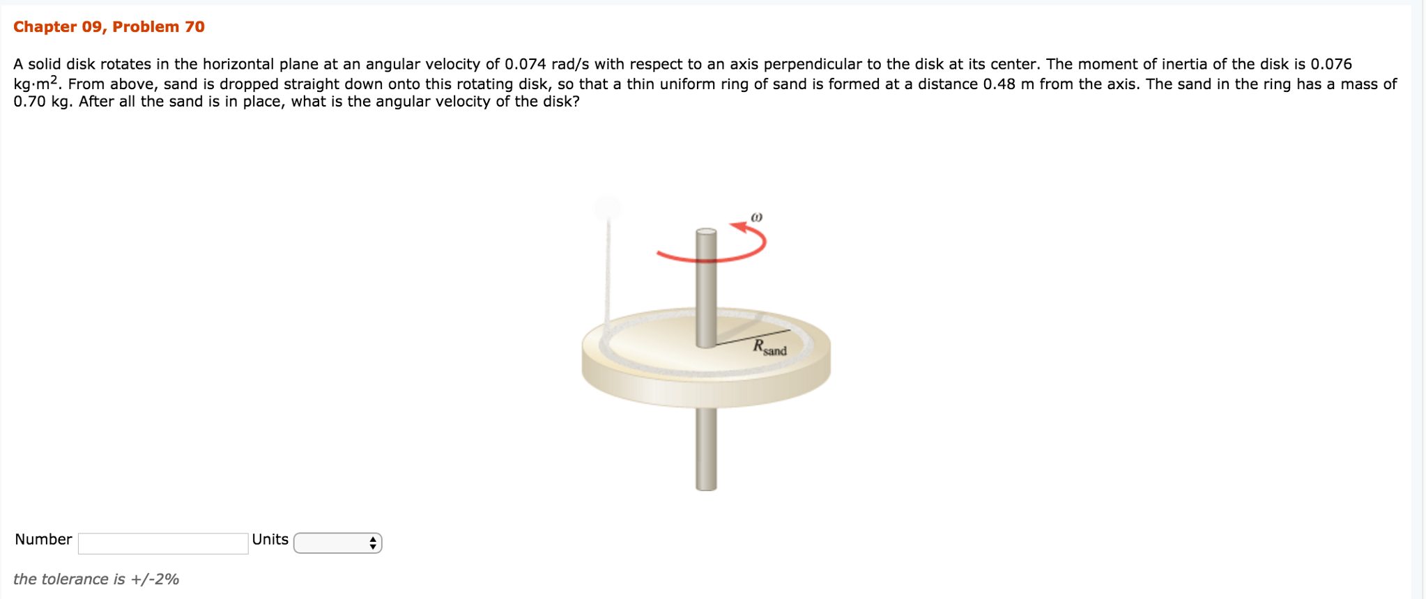 Solved A solid disk rotates in the horizontal plane at an | Chegg.com