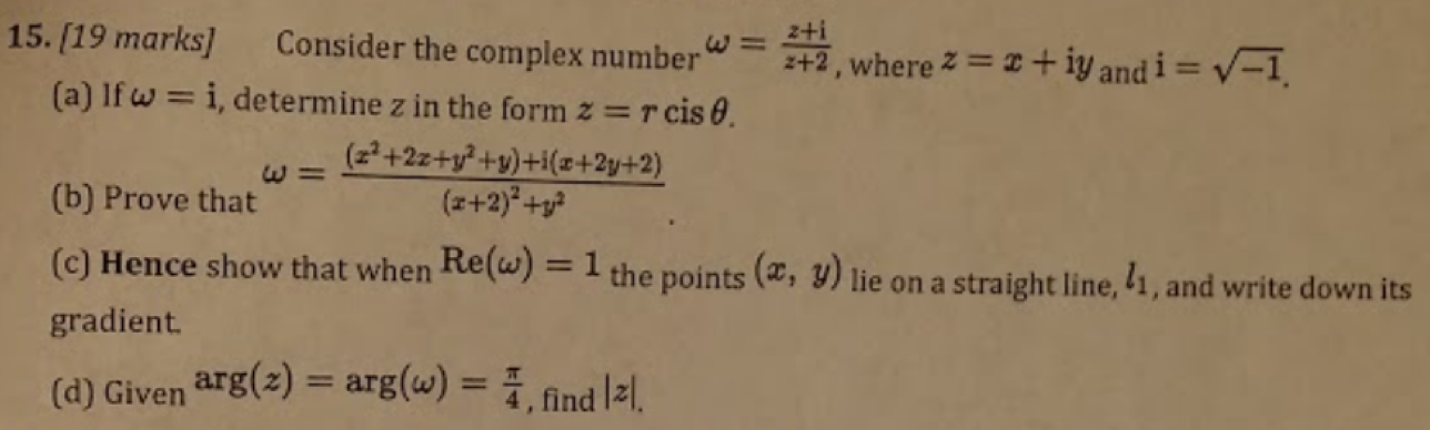 Solved Consider The Complex Number W Where Z X Iy