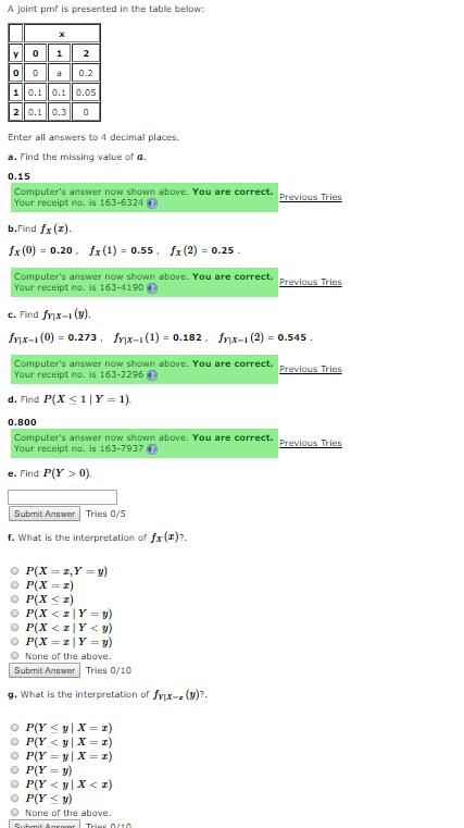 Solved A joint pmf is presented in the table below: 10.1 | Chegg.com