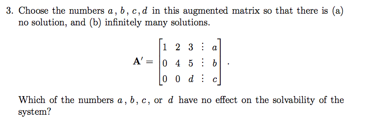 Solved 3. Choose The Numbers A, B, C, D In This Augmented | Chegg.com