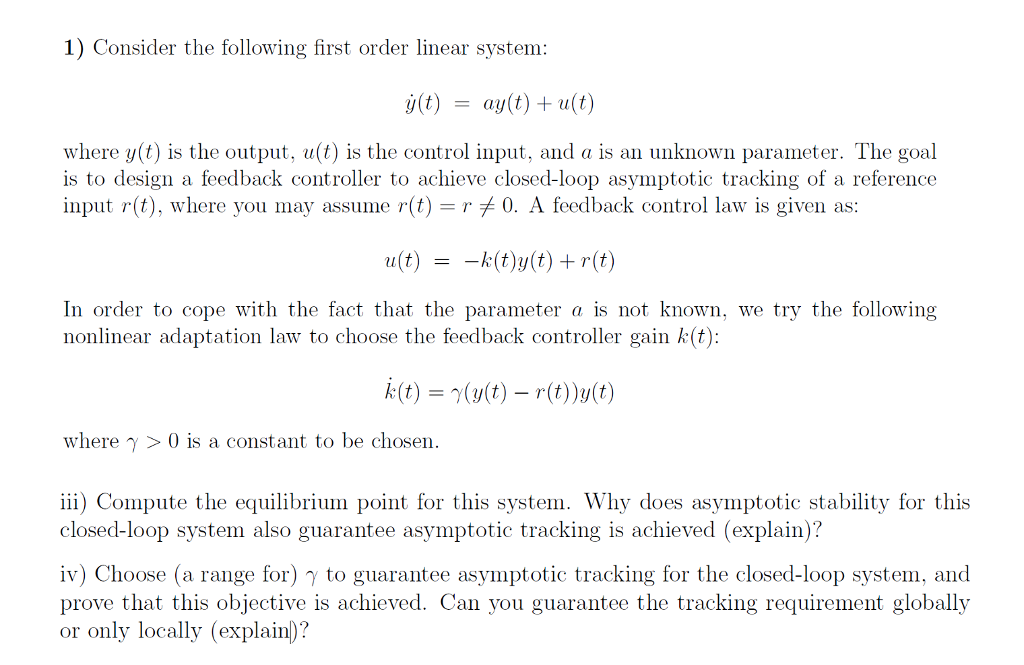 Consider The Following First Order Linear System: | Chegg.com